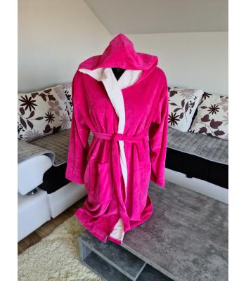 Plišani višnjičast bade mantil