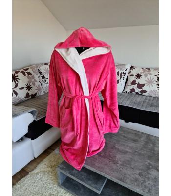 Plišani tamno rozi bade mantil