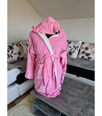 Plišani pink bade mantil